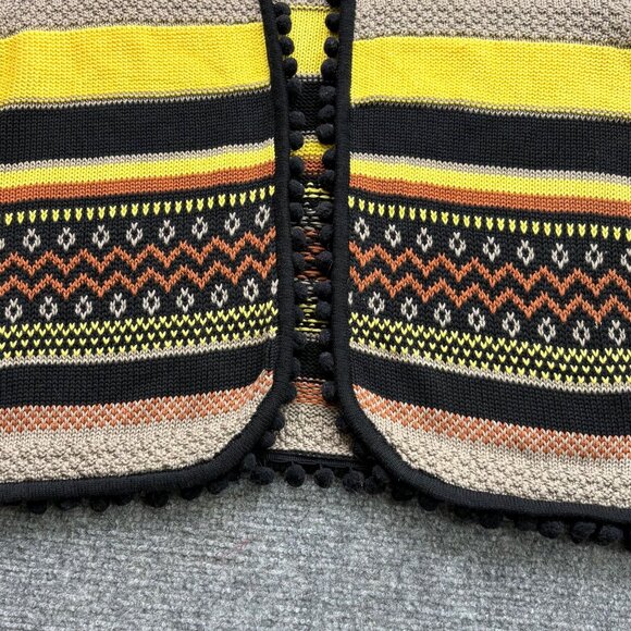Together Cardigan Sweater Womens 16 Striped Knit Pompom Fringe Open Boho Tribal - Picture 4 of 11